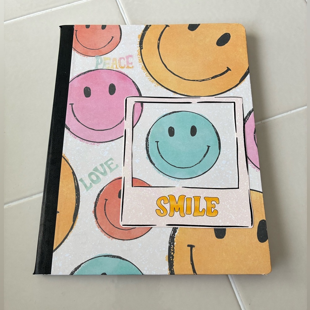 Handcrafted Colorful Smiley Face Composition Notebook